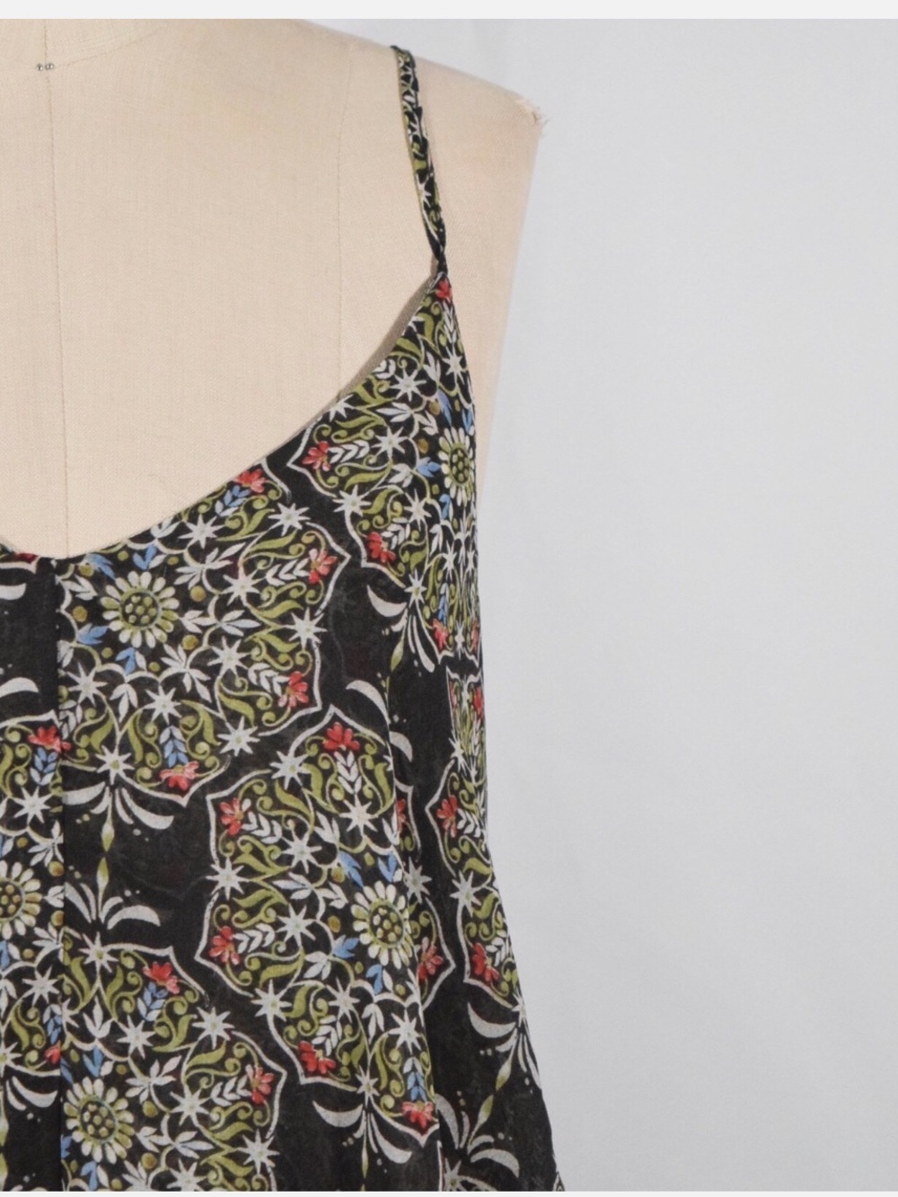 Free People Intimately Boho Floral Layered Chiffon Handkerchief Hem Dress Sz M - Picture 5 of 6